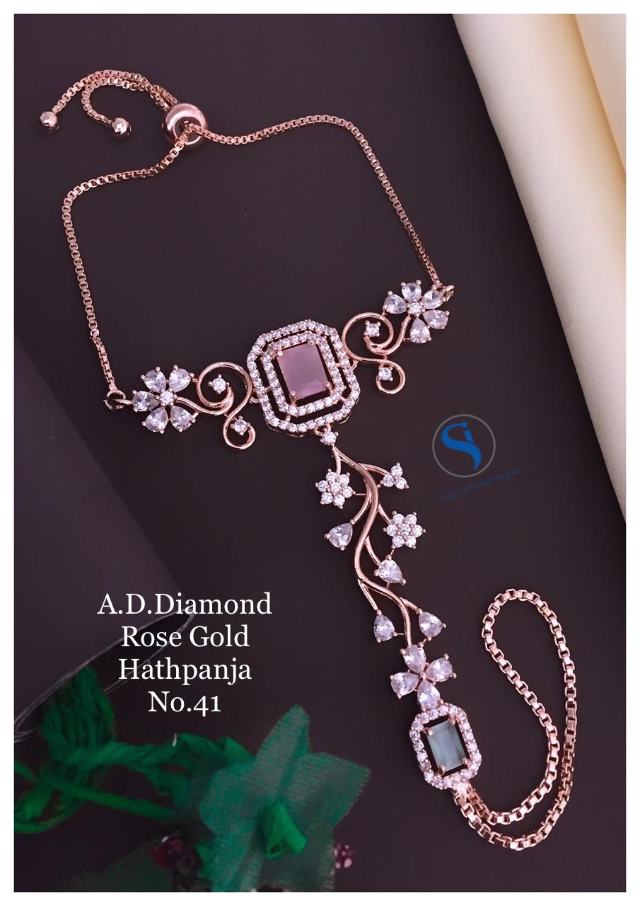 Designer Rose Gold AD Diamond Hath Panja Catalog
